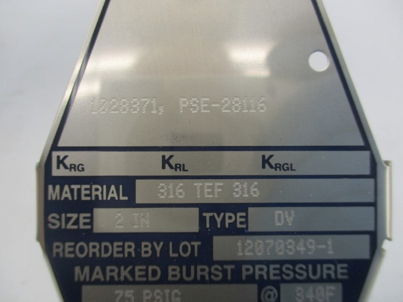 BS&B 12070349-1 75.0PSI DV 2" NSMP
