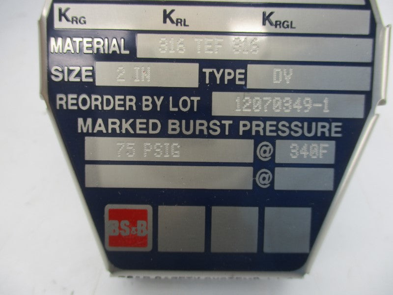 BS&B 12070349-1 75.0PSI DV 2" NSMP