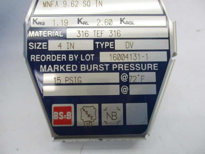 BS&B 16004131-1 15PSI 4" NSMP
