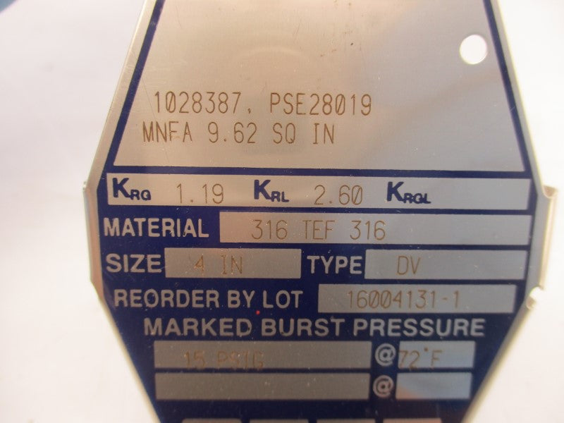 BS&B 16004131-1 15PSI 4" NSMP
