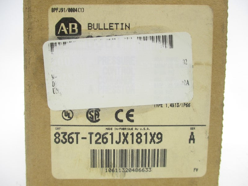 ALLEN BRADLEY 836T-T261JX181X9 SER. A 120-600VAC 60A (BR/WH) NSMP