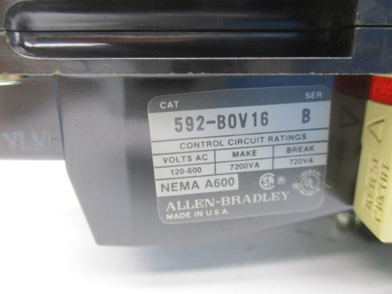 ALLEN BRADLEY 592-BOV16 SER. B 120-600VAC 40A (BR/YL) NSMP