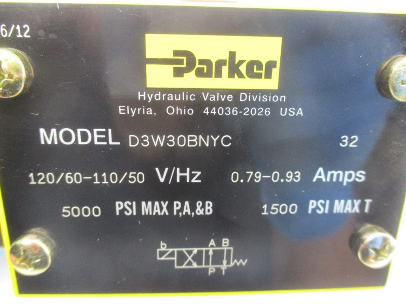 PARKER D3W30BNYC32 110-120V 0.79-0.93A 5000PSI NSNP