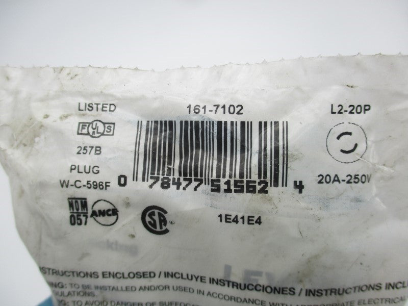LEVITON L2-20P 161-7102 250V 20A NSMP