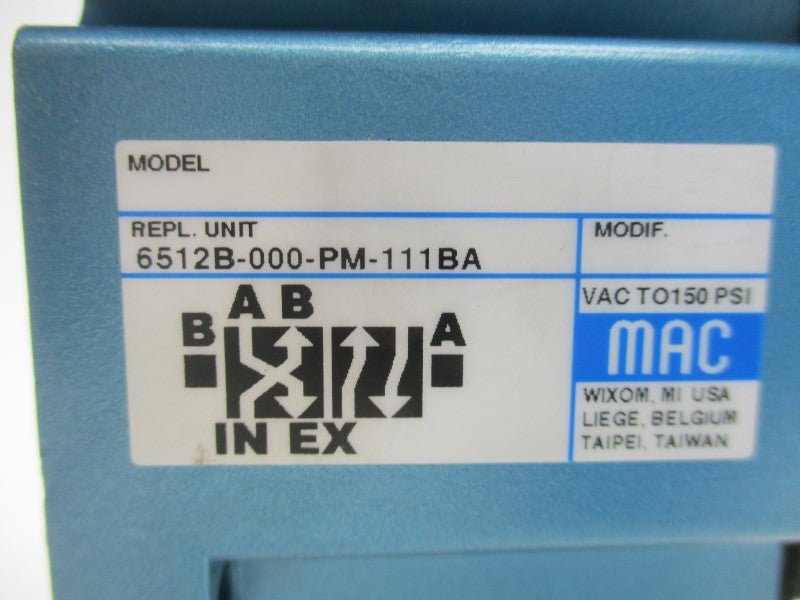 MAC 6512B-000-PM-111BA 110/120V 25-150PSI NSNP