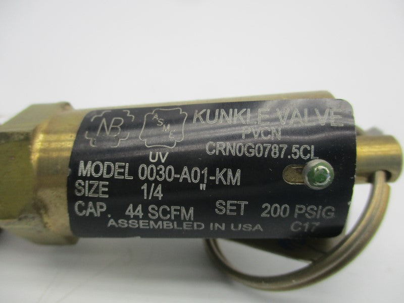 KUNKLE VALVE 0030-A01-KM 200PSI 1/4" UNMP