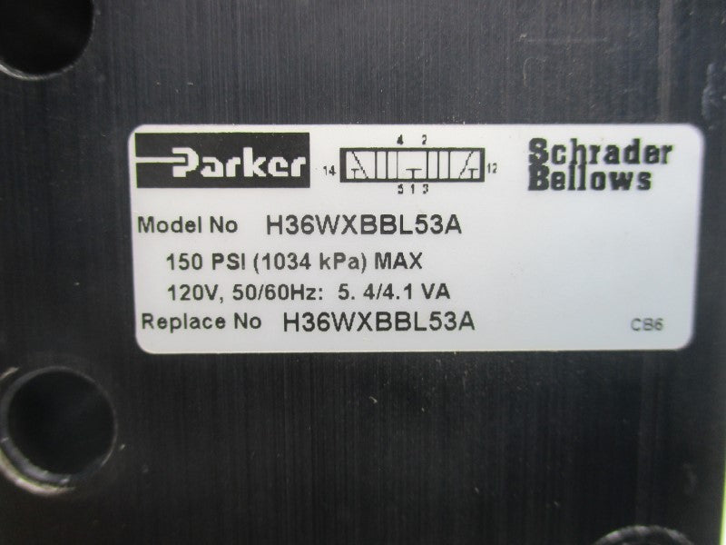 PARKER H36WXBBL53A 120V 150PSI (AS PICTURED) UNMP