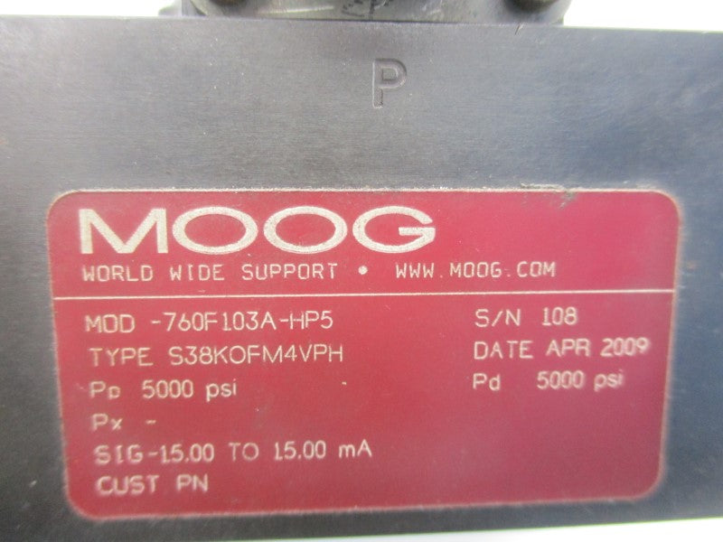 MOOG 760F103A-HP5 S38KOFM4VPH 5000PSI UNMP