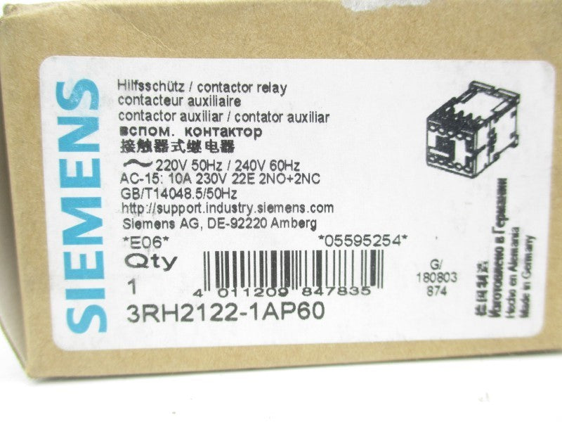 SIEMENS 3RH2122-1AP60 220/240V NSMP