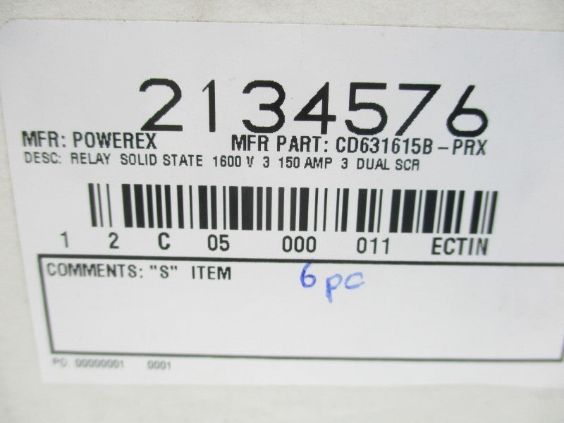 POWEREX CD631615B-PRX 1600V 150A (PKG OF 6) NSMP