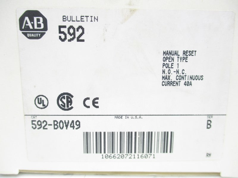 ALLEN BRADLEY 592-BOV49 SER. B 600VAC 40A (WH) NSMP