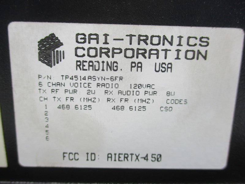 GAI TRONICS TP4514ASYN-6FR 120VAC NSNP