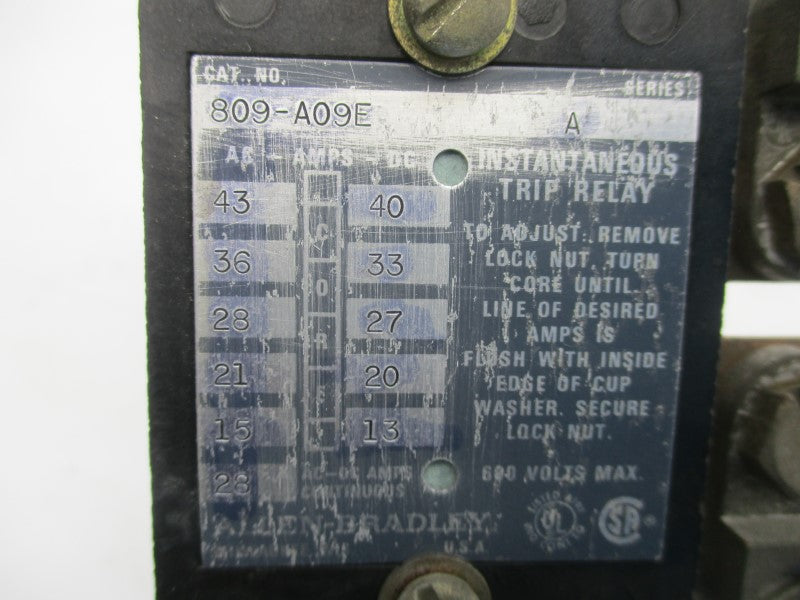 ALLEN BRADLEY 809-A09E SER. A 600V 28A UNMP