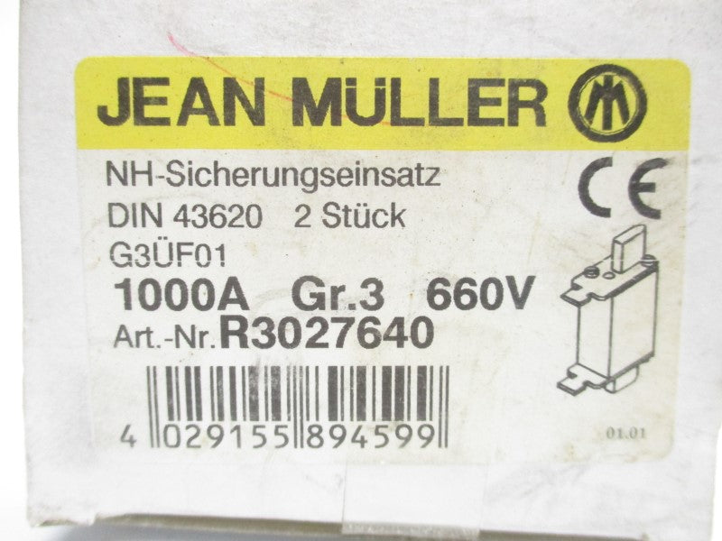 JEAN MULLER R3027640 HSL3-1000-AR 660V 1000A (PKG OF 2) NSMP