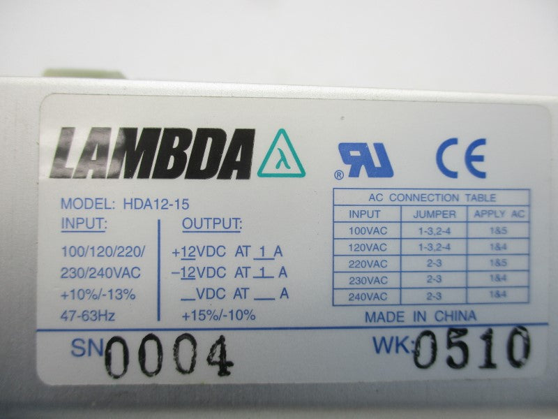 LAMBDA HDA12-15 230/240VAC NSMP
