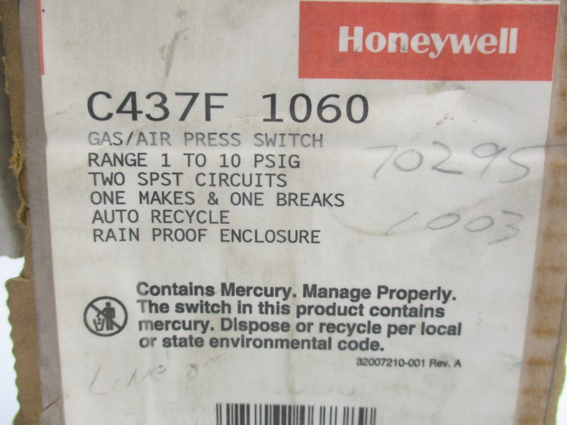 HONEYWELL C437F-1060 1-10PSI NSMP