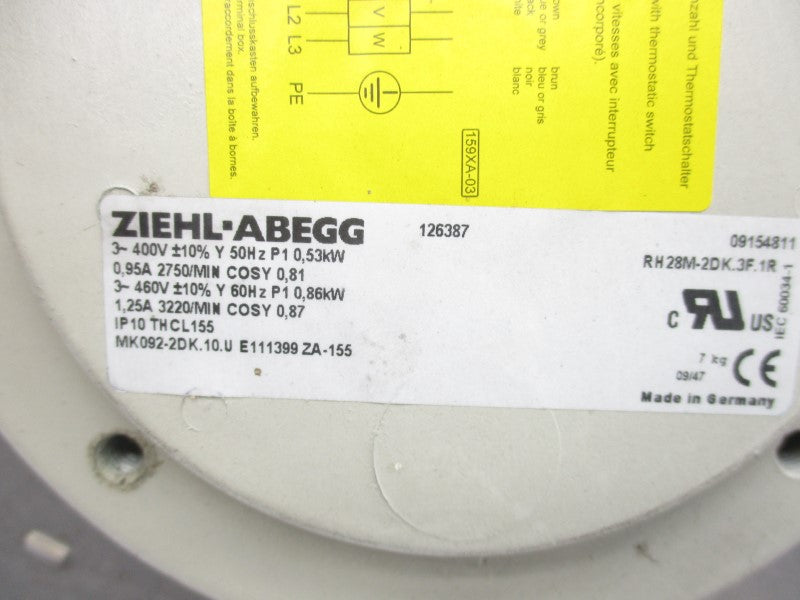 ZIEHL ABEGG MK092-2DK.10.U 460V 1.25A UNMP