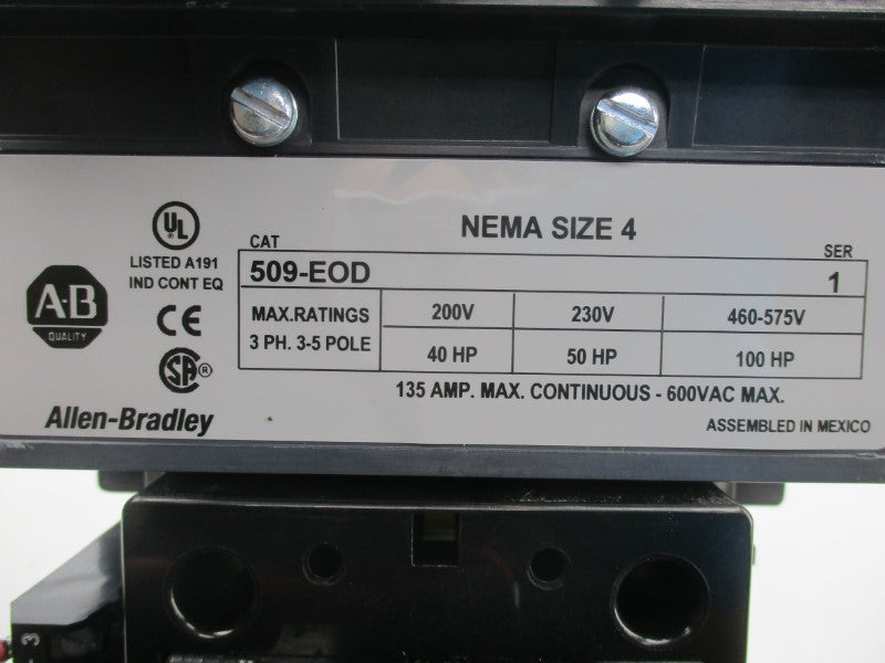 ALLEN BRADLEY 509-EOD SER. 1 110/115-120V 135A NSNP