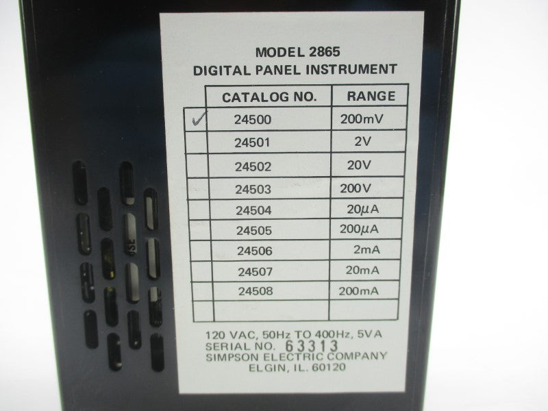 SIMPSON 24500 2865 120VAC 200MV NSNP