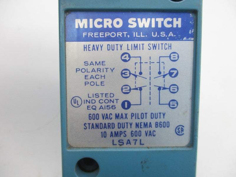 MICRO SWITCH LSA7L 600VAC 10A NSNP
