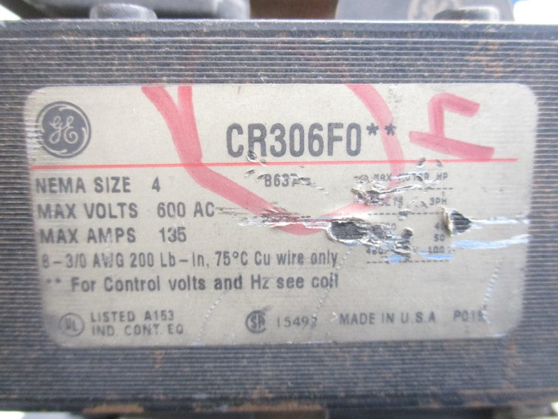 GENERAL ELECTRIC CR306F002 110/115-120V 135A UNMP