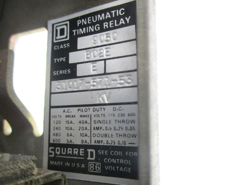 SQUARE D 9050BO2E SER. E 110/120V NSNP