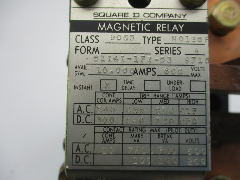 SQUARE D 9055NO126R SER. A 640VAC 10A NSNP