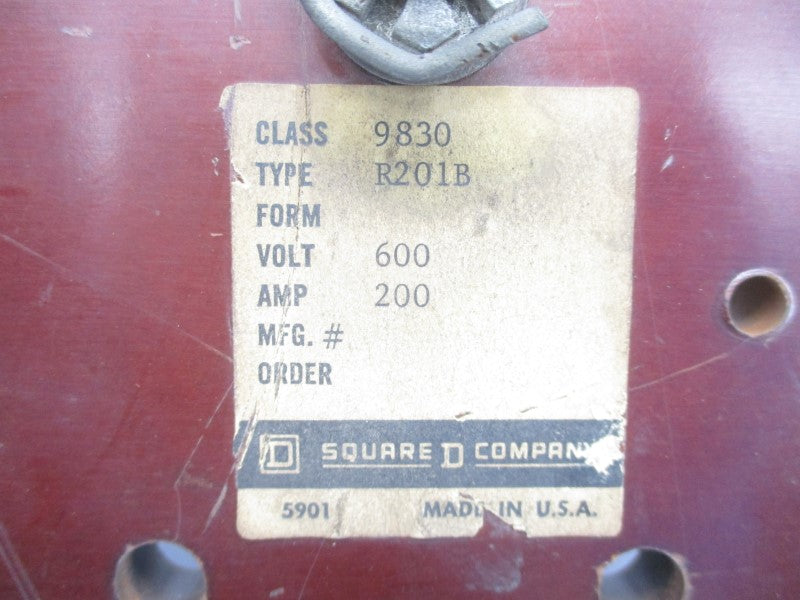 SQUARE D 9830R201B 600V 200A UNMP