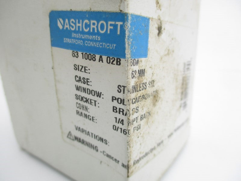 ASHCROFT 631008A02B160# 0-160PSI 63MM NSMP