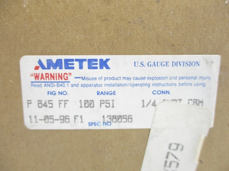 AMETEK P845FF-138056 0-100PSI 1/4" NSMP