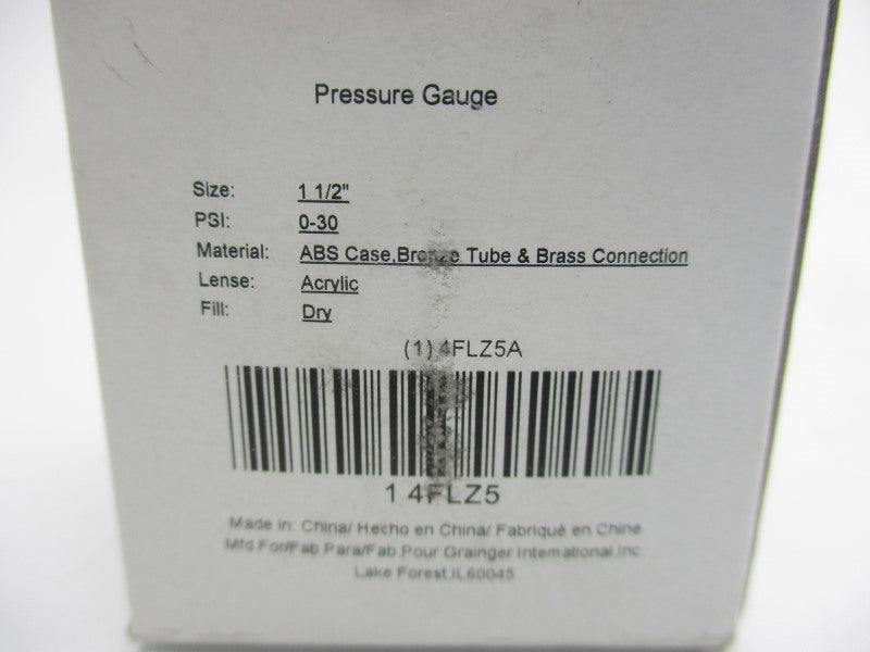 GRAINGER 4FLZ5A 0-30PSI 1-1/2" NSMP