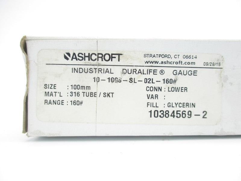 ASHCROFT 10-1008-SL-02L-160# 0-160PSI 100MM NSMP