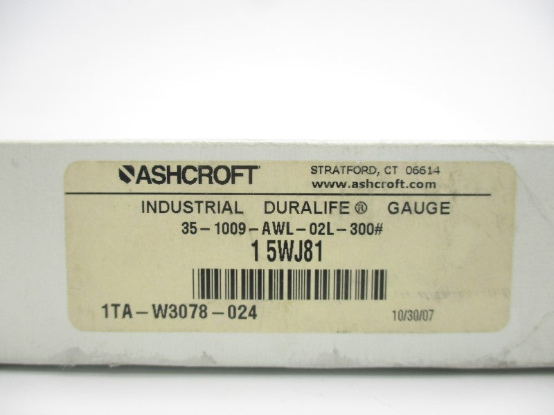 ASHCROFT 35-1009-AWL-02L-300# 0-300PSI NSMP