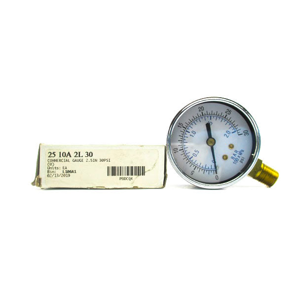 GAUGE 25-10A-2L-30 0-30PSI 2.5" NSMP