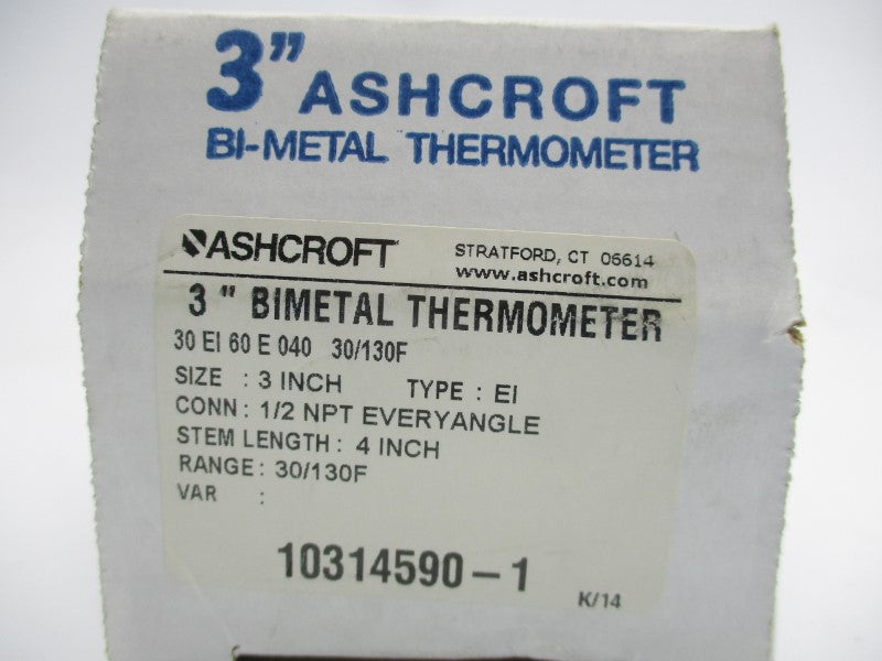 ASHCROFT 30EI60E0403 0-130F 3" NSMP