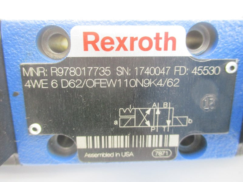 REXROTH 4WE6D62/OFEW110N9K4/62 R978017735 110/120V NSNP
