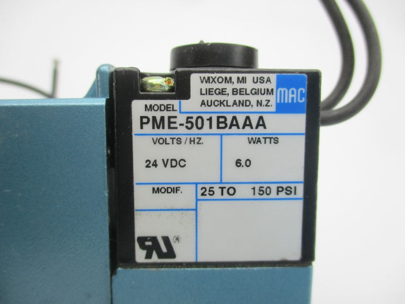 MAC 821C-PM-501BA-152 24VDC 25-150PSI UNMP
