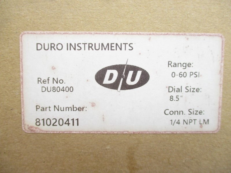 DURO INSTRUMENTS 81020411 0-60PSI 8.5" NSMP