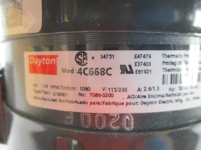 DAYTON 4C668C 115/230V 2.6/1.3A NSMP