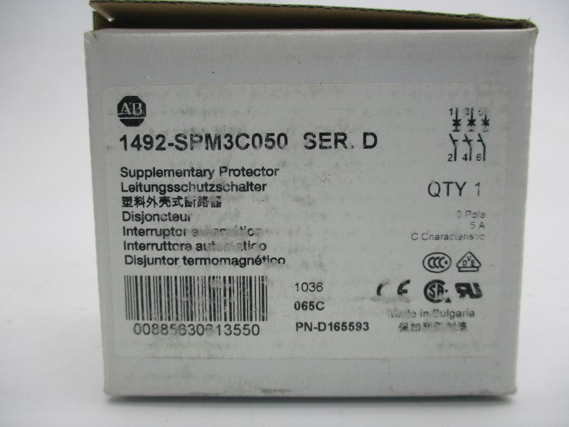 ALLEN BRADLEY 1492-SPM3C050 SER. D 440VAC 5A NSMP