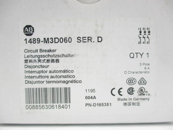 ALLEN BRADLEY 1489-M3D060 SER. D 277V 6A NSMP