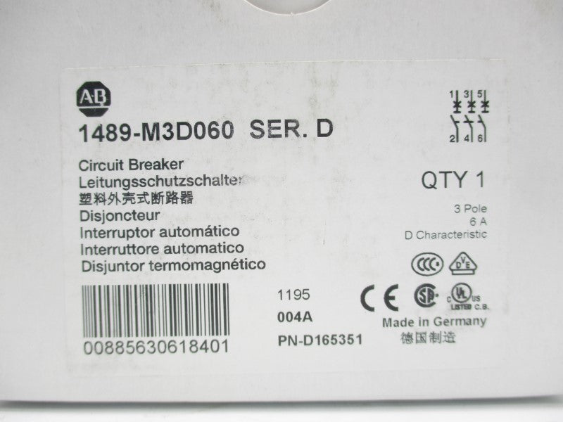 ALLEN BRADLEY 1489-M3D060 SER. D 277V 6A NSMP