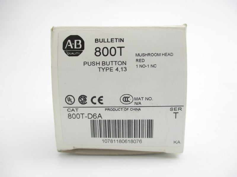 ALLEN BRADLEY 800T-D6A SER. T (WH) NSMP
