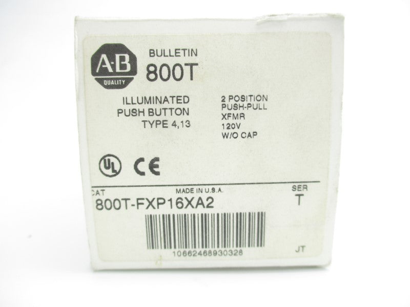 ALLEN BRADLEY 800T-FXP16XA2 SER. T 120V (WH) NSMP