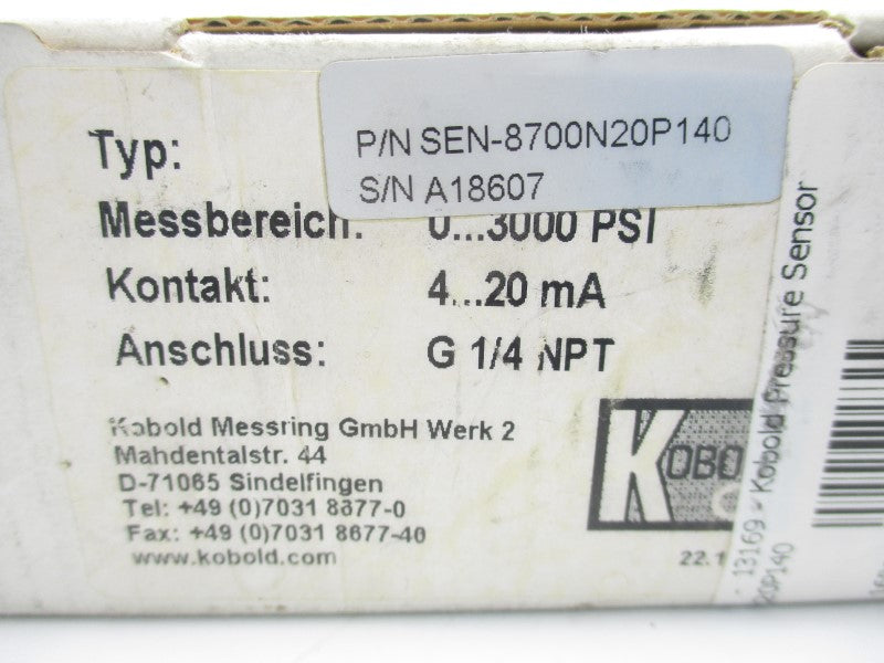 KOBOLD SEN-8700N20P140 0-3000PSI NSMP