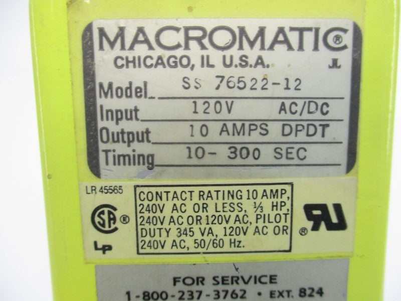 MACROMATIC SS76522-12 120VAC/DC 10A 10-300S NSNP