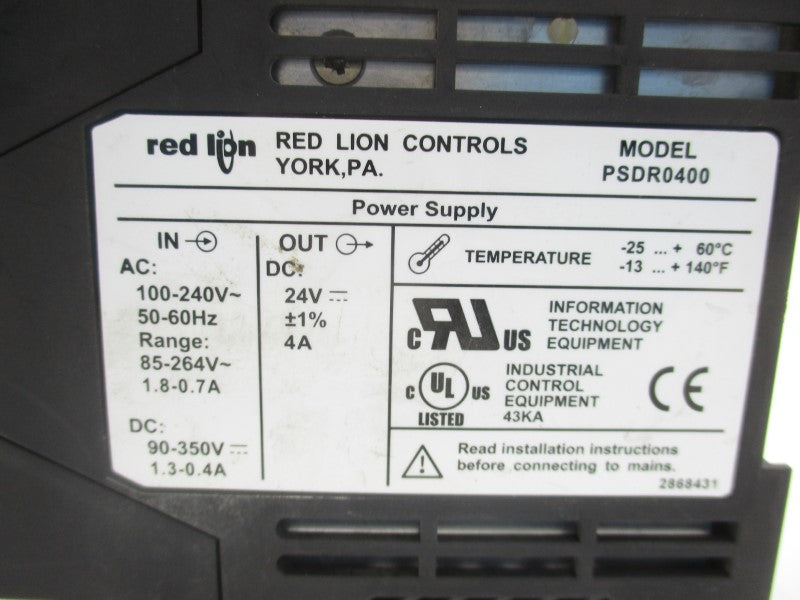 RED LION CONTROLS PSDR0400 100-240VAC UNMP