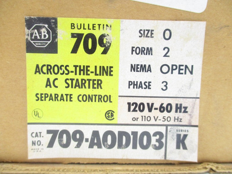 ALLEN BRADLEY 709-AOD103 SER. K 110/120V (BR/YL) NSMP