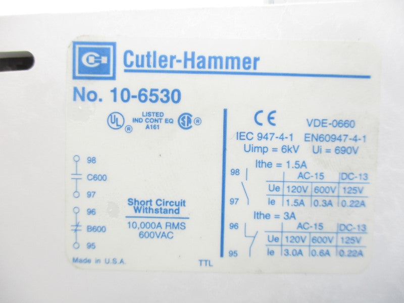 CUTLER HAMMER 10-6530 SER. A1 690V 1.5A NSMP