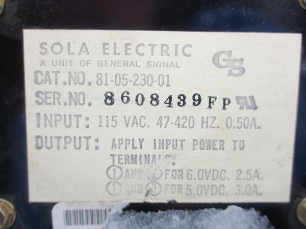 SOLA ELECTRIC 81-05-230-01 115VAC 0.50A UNMP